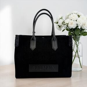 Balmain B-Army Logo Suede Tote